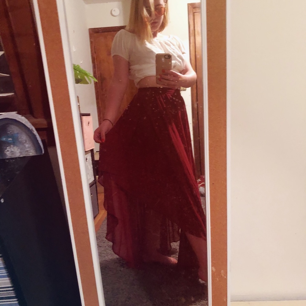 Deep red maxi skirt